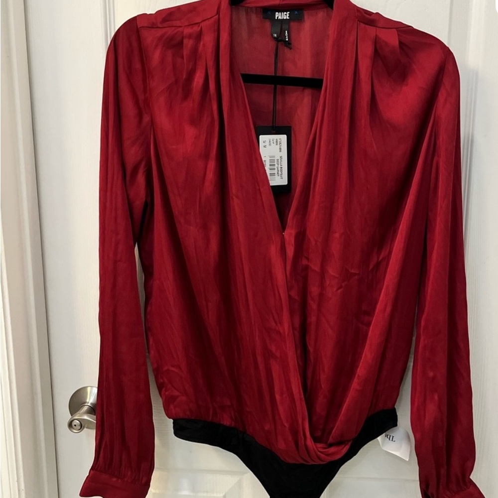 PAIGE Deep Red Long Sleeve Bodysuit